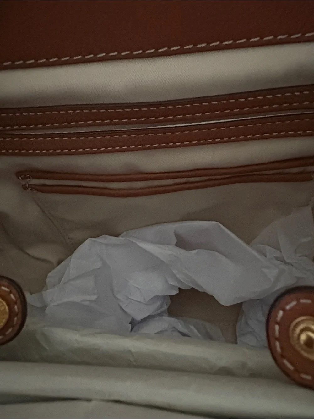 Tory Burch Brown Leather and Cream Woven Tote